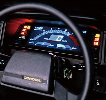 Large color LCD panel on the Toyota Corona dashboards