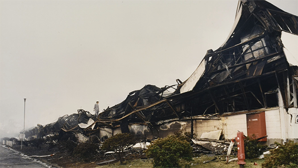 Hatano Factory Building 2 after the fire
