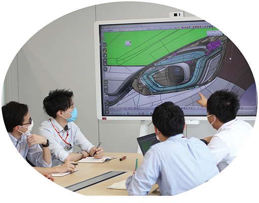 Final appearance checks conducted with CAD at Minatomirai Technical Center (MMTC)