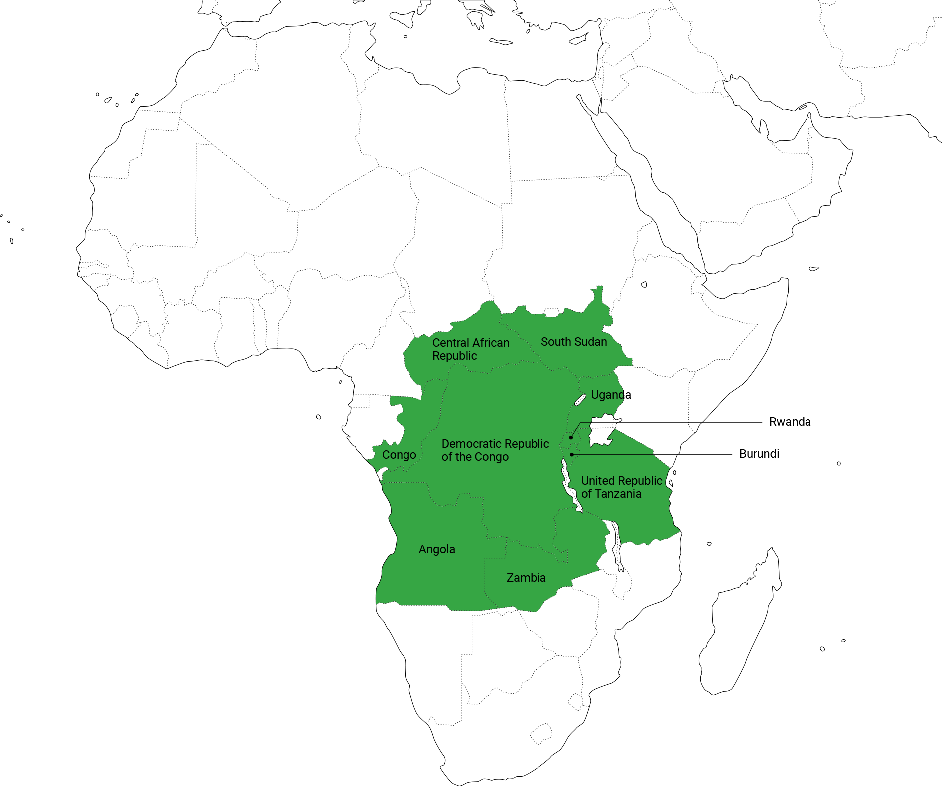コンゴ民主共和国と周辺国