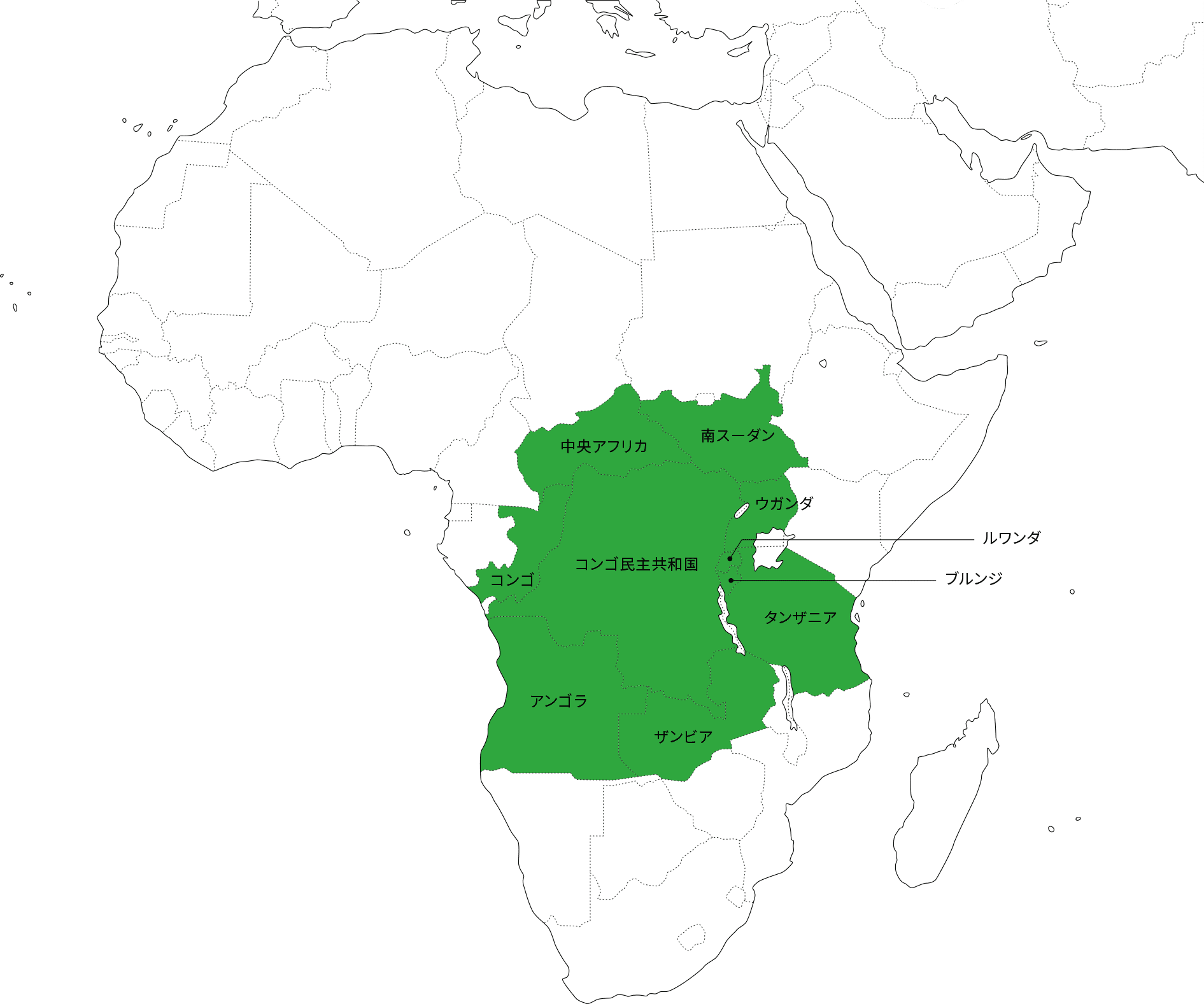コンゴ民主共和国と周辺国